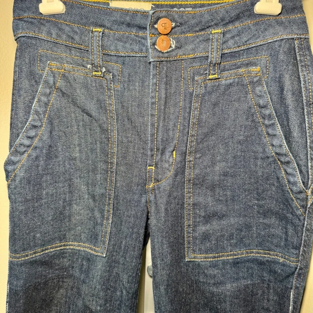 PILCRO jeans denim dark wash straight leg high rise button fly‎ women size 23T